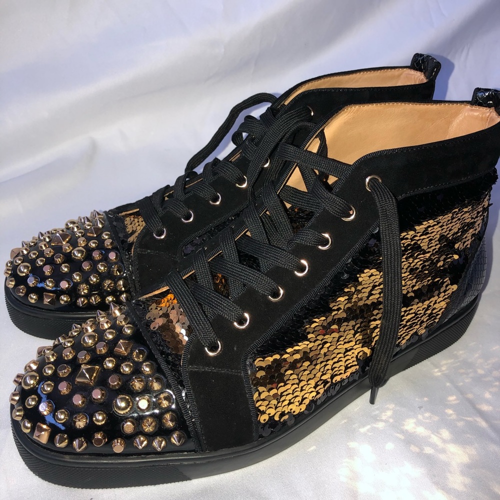 Christian Louboutin Lou Sequin Studded Sneakers